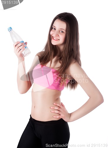 Image of Sporty pretty girl with water bottle