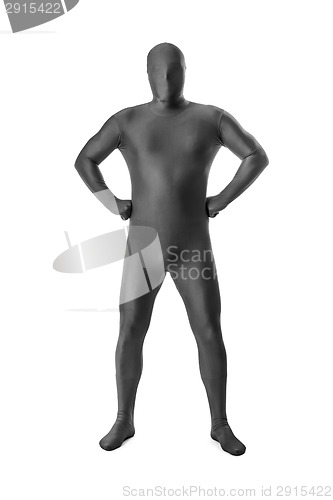 Image of man in a grey body suit