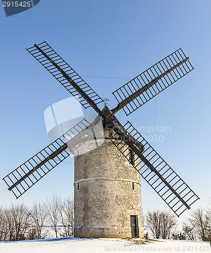 Image of Traditional Windmill in Winter