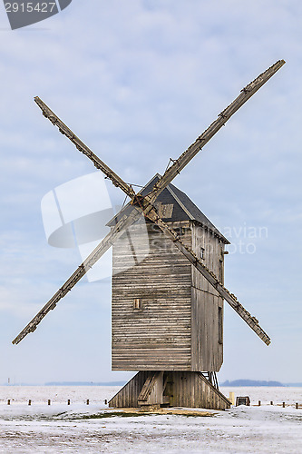 Image of Traditional Windmill in Winter