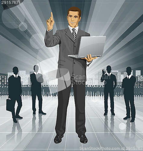 Image of Vector Business Man Shows Something With Finger