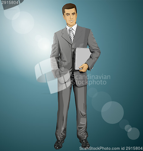 Image of Vector Businessman With Laptop