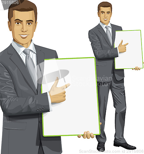 Image of Vector Businessman With Empty Write Board