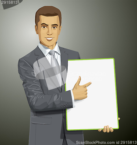 Image of Vector Businessman With Empty Write Board