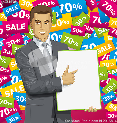 Image of Vector Businessman With Empty Write Board