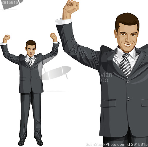 Image of Vector Businessman With Hands Up