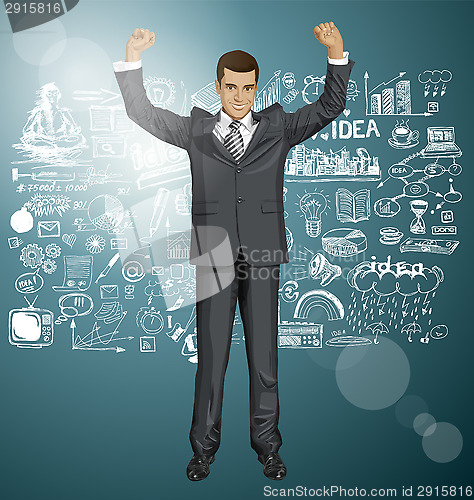 Image of Vector Businessman With Hands Up