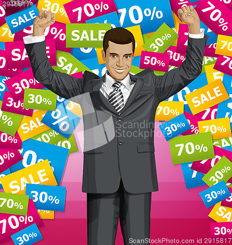 Image of Vector Businessman With Hands Up