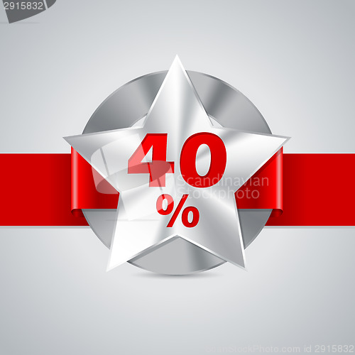 Image of 40% discount badge with red ribbon