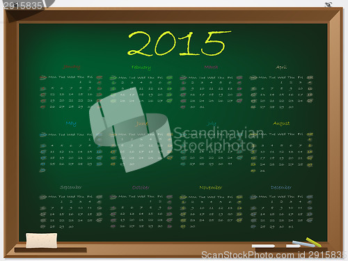 Image of 2015 calendar on chalkboard