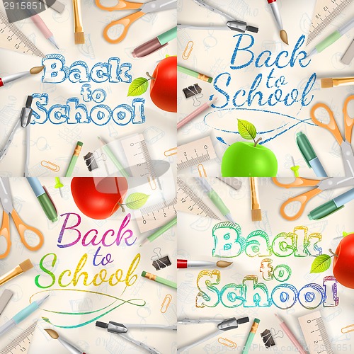 Image of Set of Welcome back to school template. EPS 10