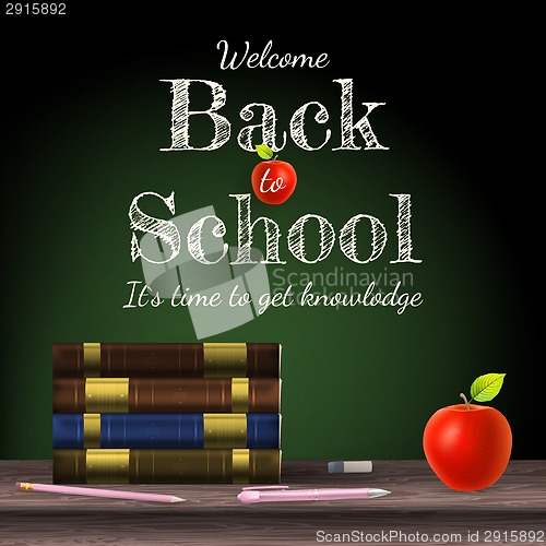 Image of Back to school, school books. EPS 10