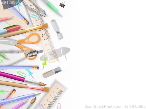Image of School supplies on white with copyspace. EPS 10