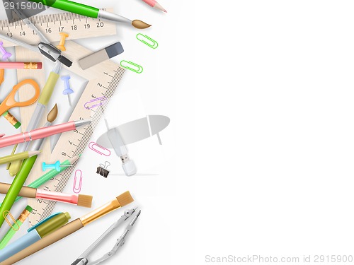 Image of School supplies on white with copyspace. EPS 10