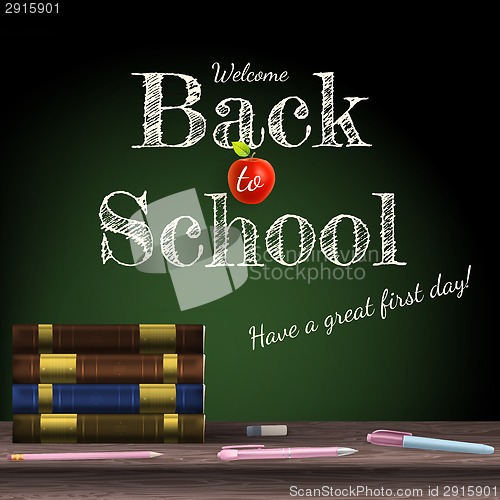 Image of Back to school, school books. EPS 10