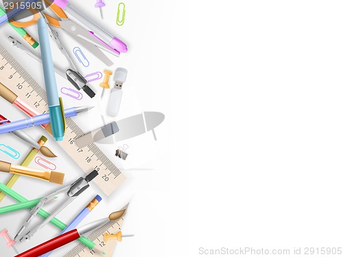 Image of School supplies on white with copyspace. EPS 10