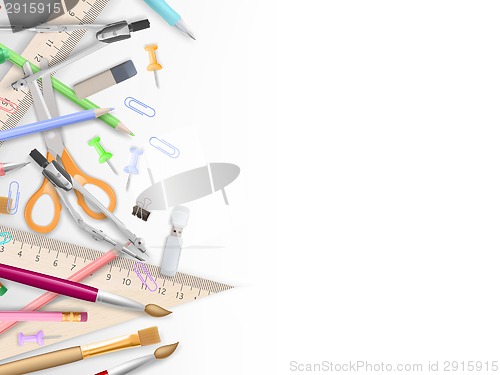 Image of School supplies on white with copyspace. EPS 10