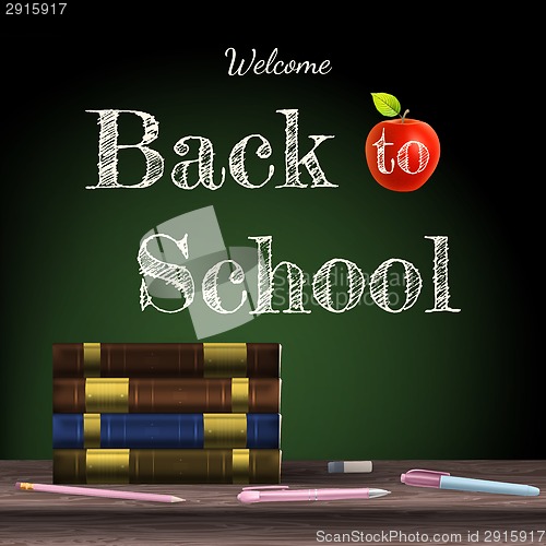 Image of Back to school, school books. EPS 10