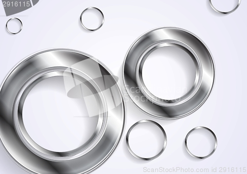 Image of Abstract circles silver background