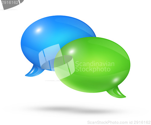 Image of Blue and green speech bubbles