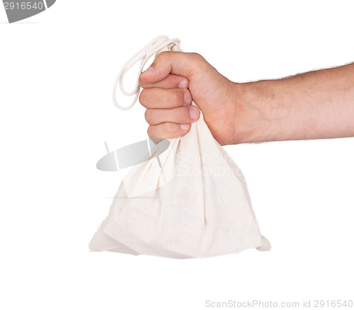 Image of Dirty old brown textured sack isolated 