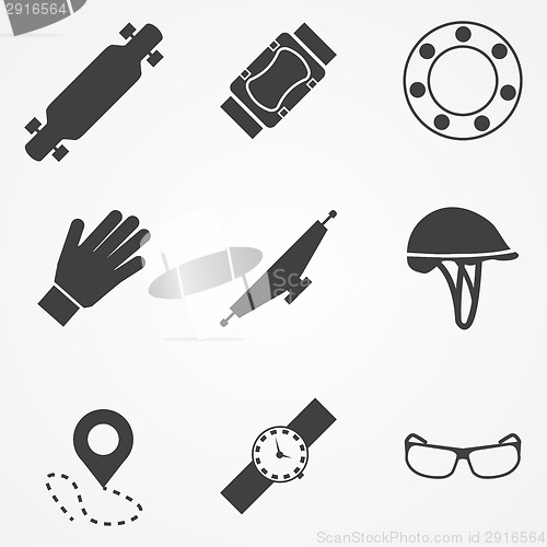 Image of Vector icons for accessories for longboarders