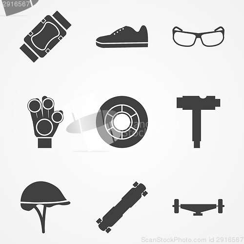 Image of Vector icons for accessories for longboarders