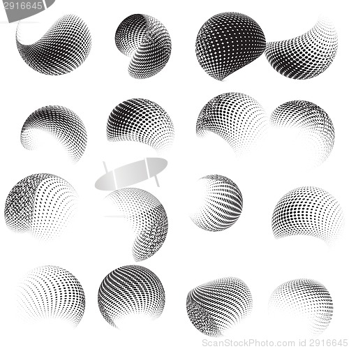 Image of Collection of halftone sphere template. EPS 10