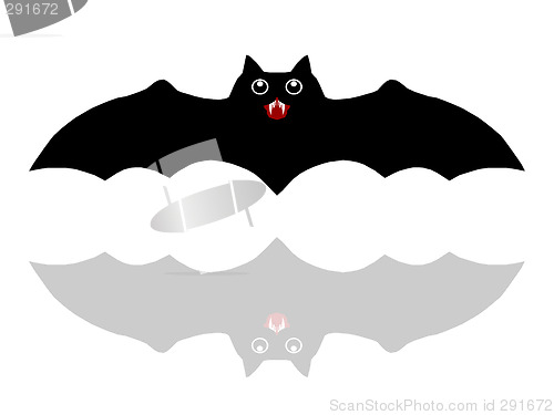 Image of Bat isolated with reflection