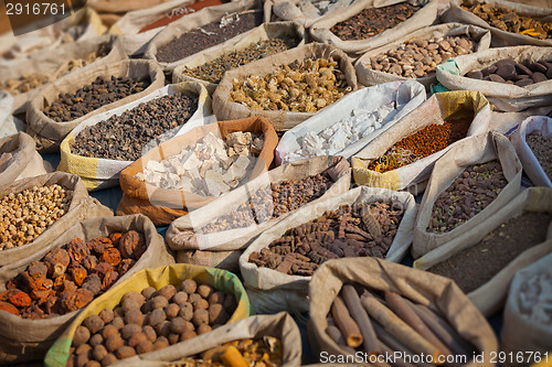 Image of Spices are sold on the open east market. India, Pushkar