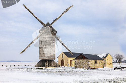 Image of Traditional Windmill in Winter