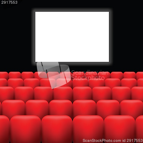 Image of cinema screen  and red seats