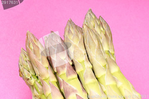Image of Raw green asparagus close-up