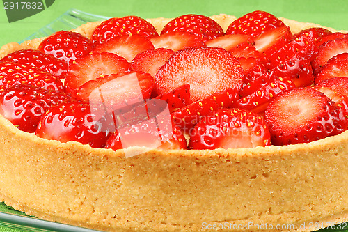 Image of Strawberry and custard tart close-up