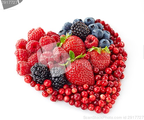 Image of heart shape of fresh berries