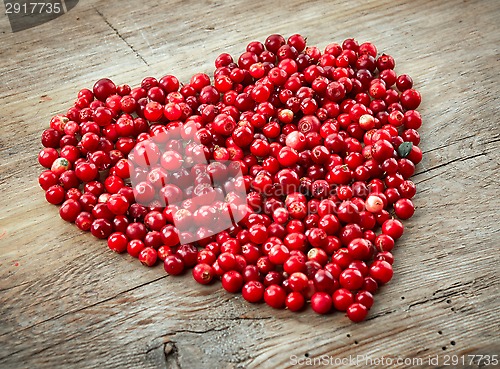 Image of heart shape of fresh berries