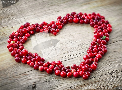 Image of heart shape of fresh berries