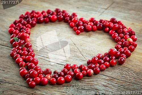 Image of heart shape of fresh berries