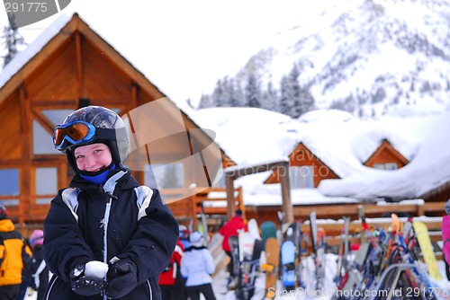 Image of Child at downhill skiing resort
