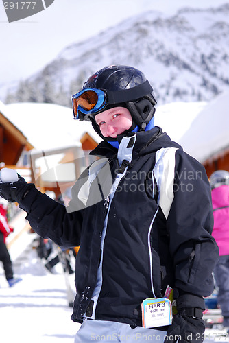 Image of Child at downhill skiing resort