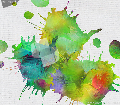 Image of paint splashes and blots on canvas