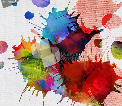 Image of paint splashes and blots on canvas