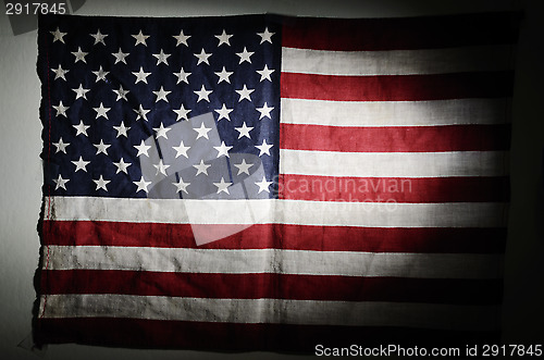 Image of American flag in the twilight