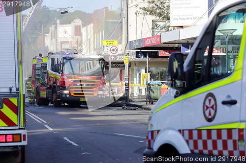 Image of Fire and ambulance crews attend shop blast tragedy