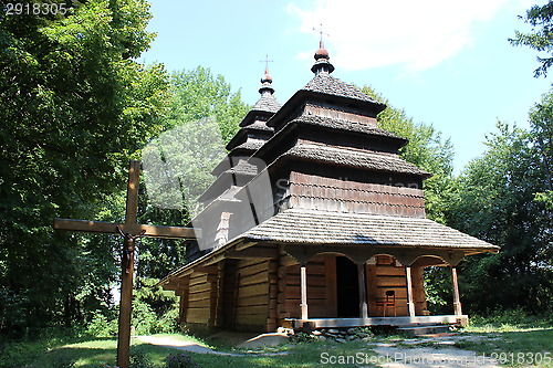 Image of nice wooden church in village of Western Ukraine