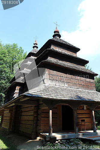 Image of nice wooden church in village of Western Ukraine