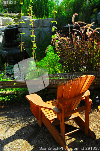 Image of Patio and pond landscaping