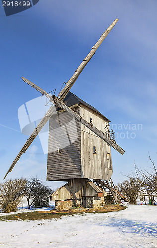 Image of Traditional Windmill in Winter