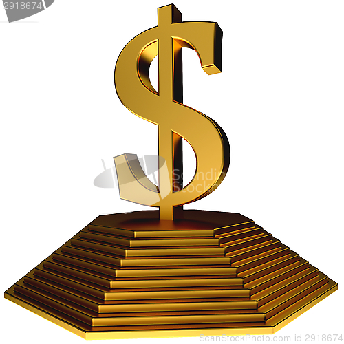 Image of golden pyramid and gold dollar symbol