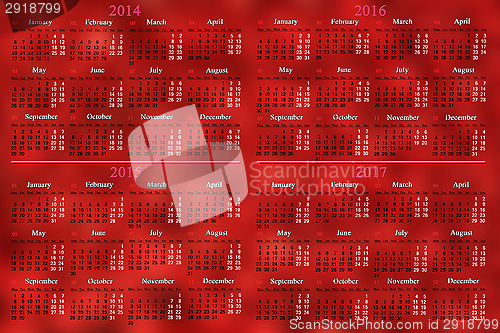 Image of calendar for 2014 - 2017 years